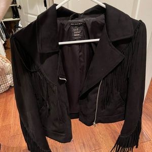 Cute black fringe Zara jacket never been worn